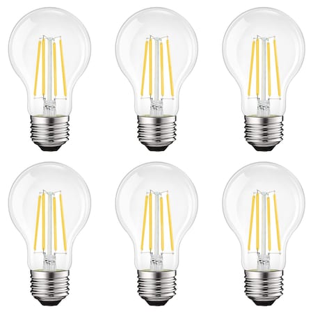 Luxrite A19 LED Edison Light Bulbs 12W 100W Equivalent 1600LM 5000K Bright White Dimmable E26 Base, 6PK LR21663-6PK
